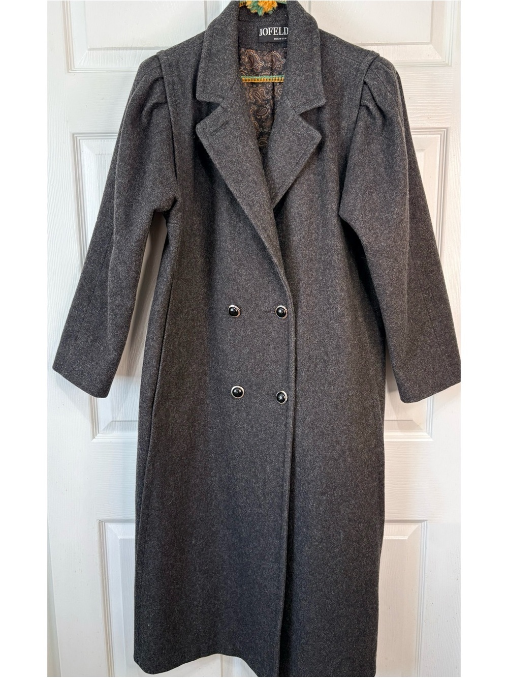 Vintage 80s Does 40s Forstmann Gray Wool Double Breasted Trench Coat Size 8